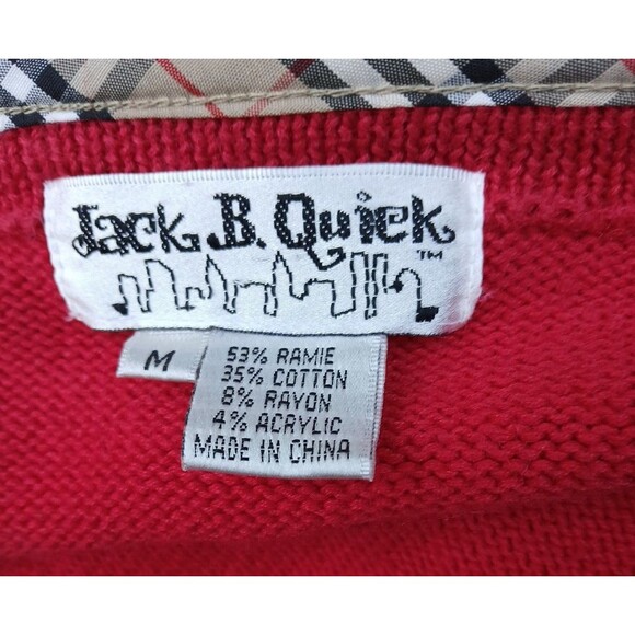 Jack B Quick Vtg Cardigan  Emroidered Scotty Dogs Sz Med Red  Shoulder Pads - Picture 3 of 11